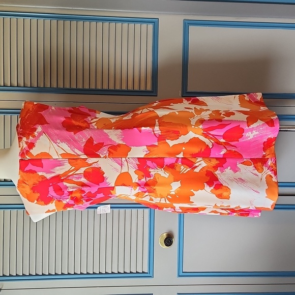 NWT Roz & Ali Pink and Orangs Floral Sleeveless Dress - Picture 9 of 14